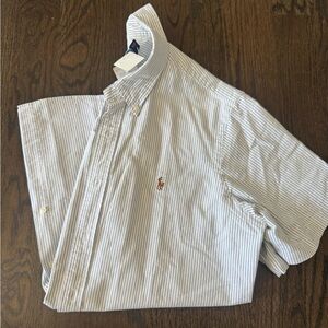 Polo by Ralph Lauren Light Blue and White Striped Short-Sleeve Button-Down Shirt